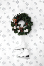 NW41008 metallic silver snowflakes Christmas peel and stick wallpaper decor from NextWall