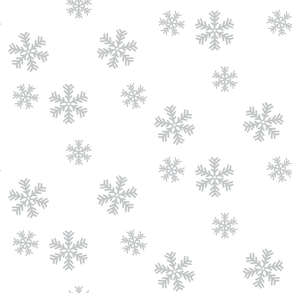 NW41008 metallic silver snowflakes Christmas peel and stick wallpaper from NextWall