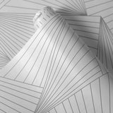NW41318 ray geo geometric peel and stick removable white wallpaper from NextWall
