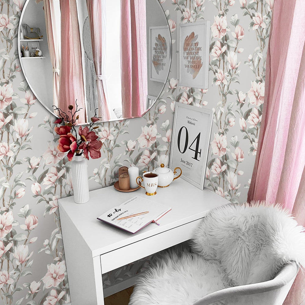 
                  
                    NW41401 magnolia floral peel and stick removable wallpaper desk from NextWall
                  
                