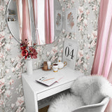 NW41401 magnolia floral peel and stick removable wallpaper desk from NextWall
