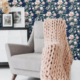 NW41402 magnolia floral peel and stick removable wallpaper living room from NextWall