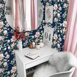 NW41402 magnolia floral peel and stick removable wallpaper desk from NextWall