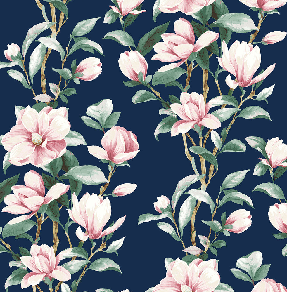NW41402 magnolia floral peel and stick removable wallpaper from NextWall