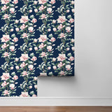 NW41402 magnolia floral peel and stick removable wallpaper roll from NextWall