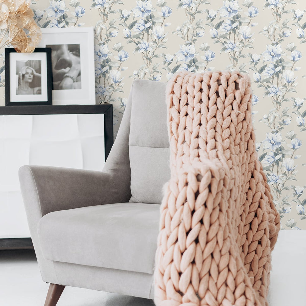 
                  
                    NW41412 magnolia floral peel and stick removable wallpaper living room from NextWall
                  
                