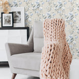 NW41412 magnolia floral peel and stick removable wallpaper living room from NextWall