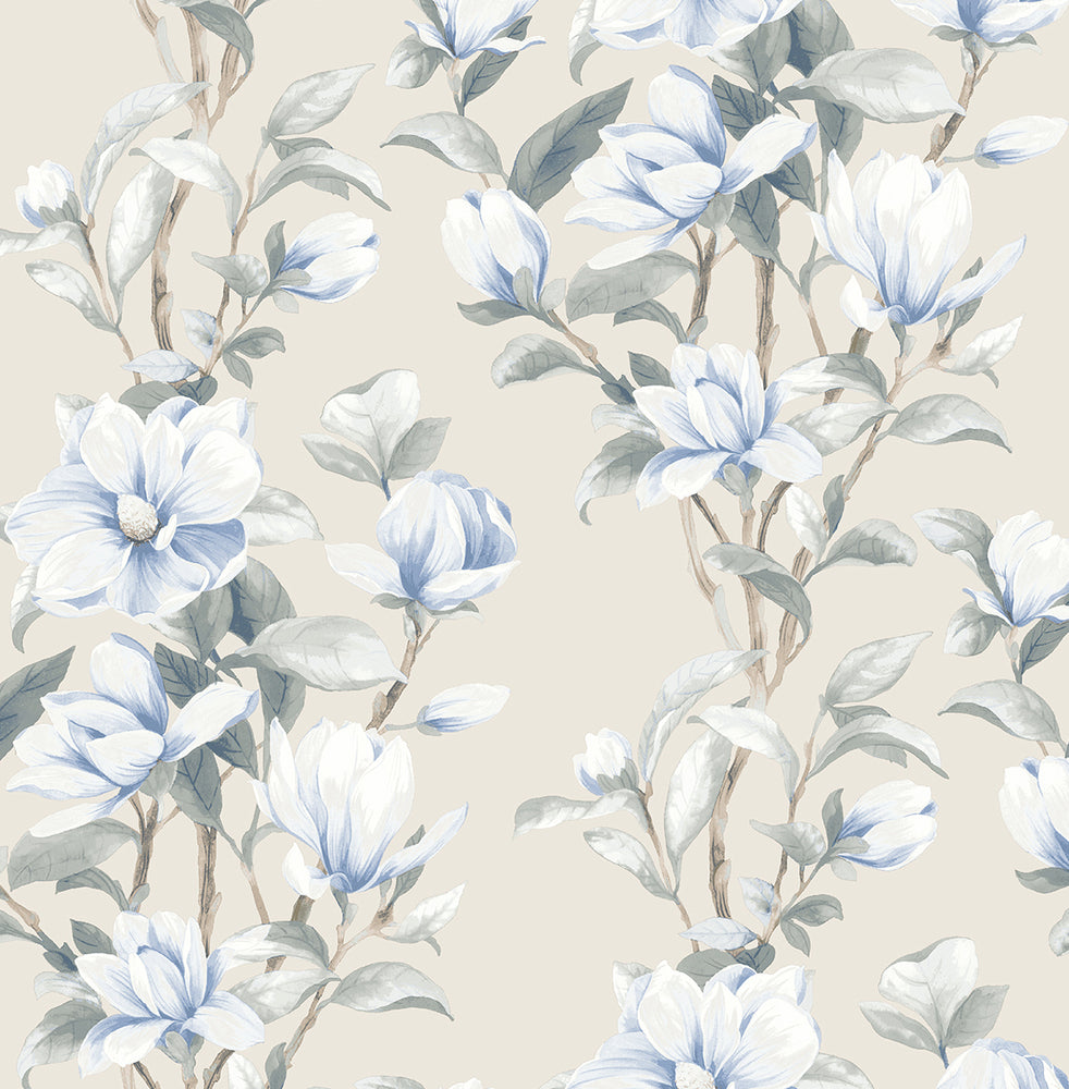 NW41412 magnolia floral peel and stick removable wallpaper from NextWall