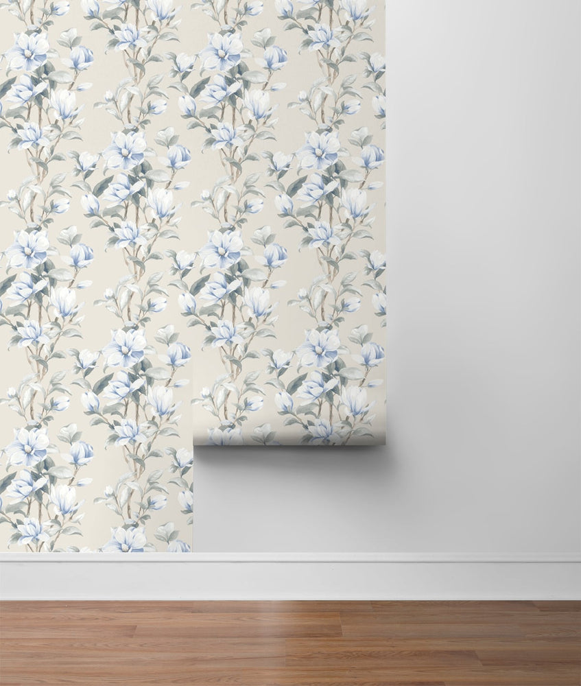 NW41412 magnolia floral peel and stick removable wallpaper roll from NextWall