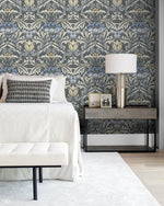 NW41500 Acanthus floral botanical peel and stick wallpaper bedroom from NextWall