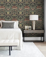 Peel and stick wallpaper bedroom NW41501 Acanthus Floral from NextWall