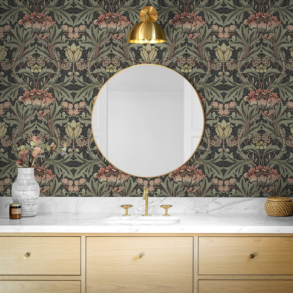 
                  
                    Peel and stick wallpaper bathroom NW41501 Acanthus Floral from NextWall
                  
                