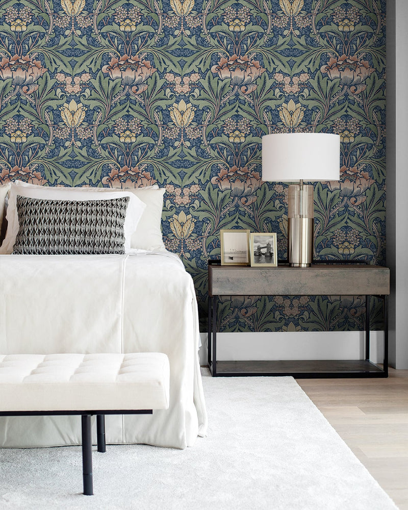 NW41502 Acanthus floral botanical peel and stick wallpaper bedroom from NextWall