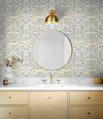 NW41508 Acanthus floral botanical peel and stick wallpaper bathroom from NextWall