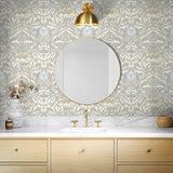NW41508 Acanthus floral botanical peel and stick wallpaper bathroom from NextWall