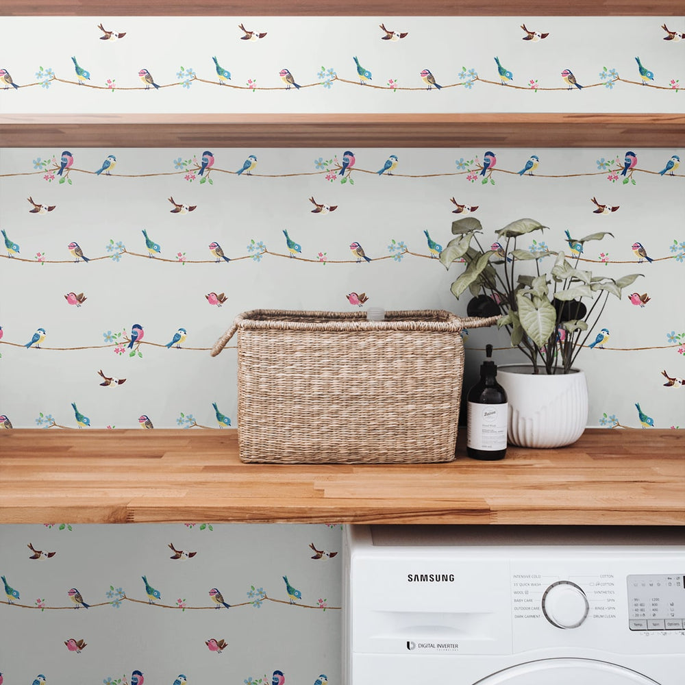 
                  
                    NW41608 sweet tweet nursery peel and stick wallpaper laundry room from NextWall
                  
                