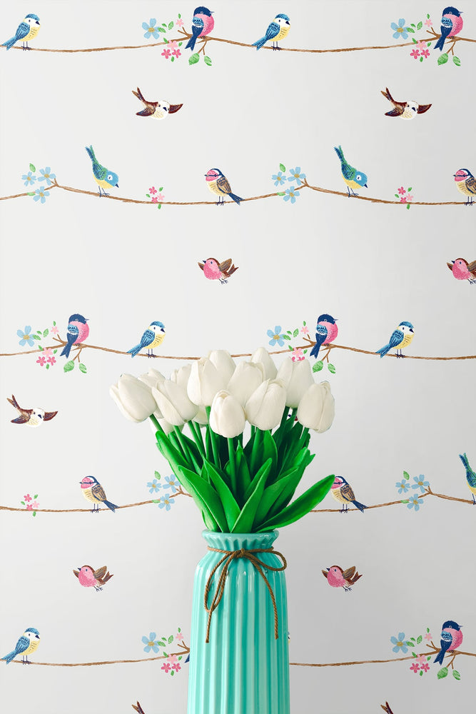NW41608 sweet tweet nursery peel and stick wallpaper decor from NextWall