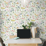 NW41901 wildflowers floral peel and stick removable wallpaper dining room from NextWall