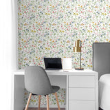 NW41901 wildflowers floral peel and stick removable wallpaper desk from NextWall