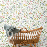 NW41901 wildflowers floral peel and stick removable wallpaper nursery from NextWall