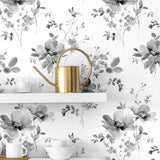 NW42200 watercolor floral peel and stick removable wallpaper shelf from NextWall