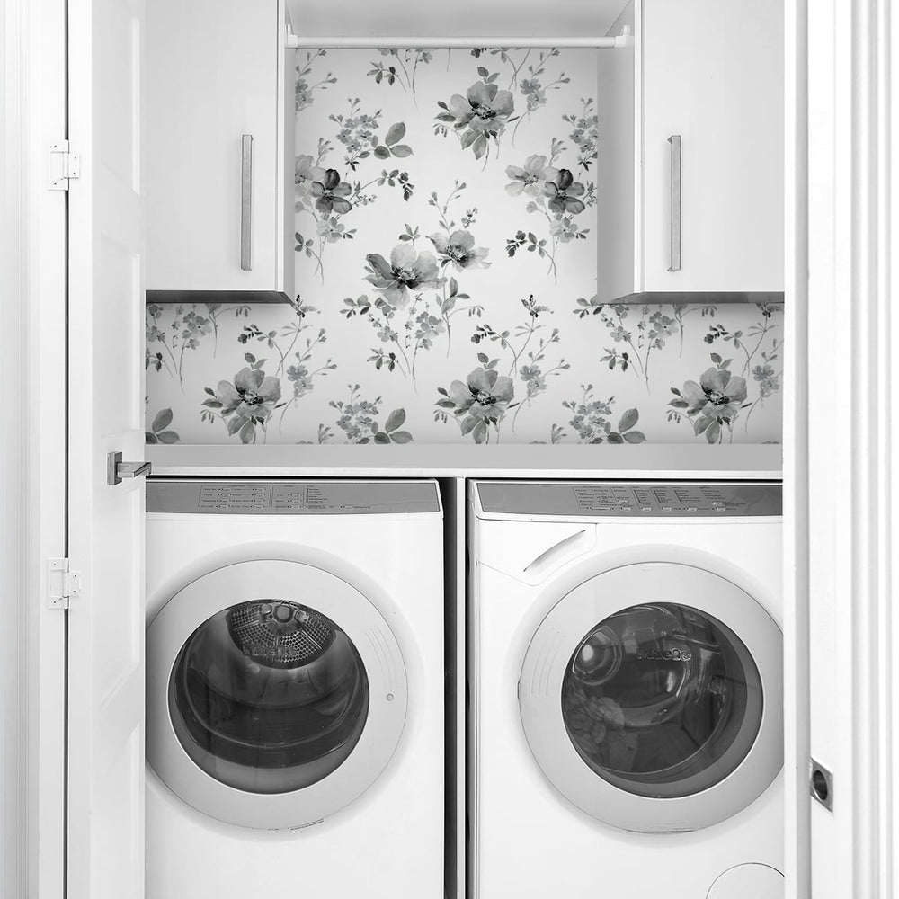 
                  
                    NW42200 watercolor floral peel and stick removable wallpaper laundry room from NextWall
                  
                