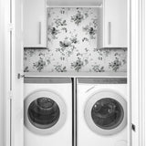 NW42200 watercolor floral peel and stick removable wallpaper laundry room from NextWall