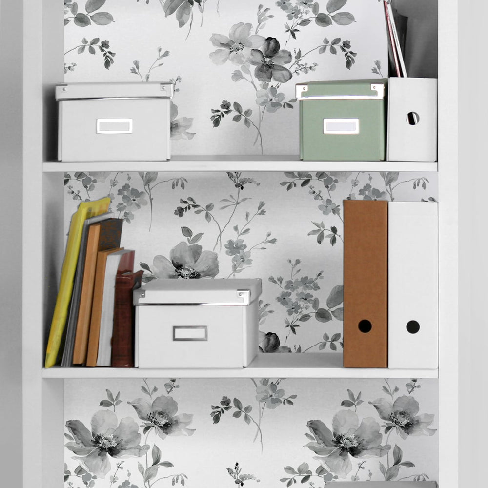 
                  
                    NW42200 watercolor floral peel and stick removable wallpaper bookshelf from NextWall
                  
                