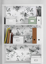 NW42200 watercolor floral peel and stick removable wallpaper bookshelf from NextWall