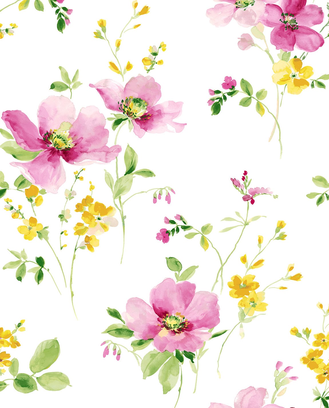 NW42201 watercolor floral peel and stick removable wallpaper from NextWall