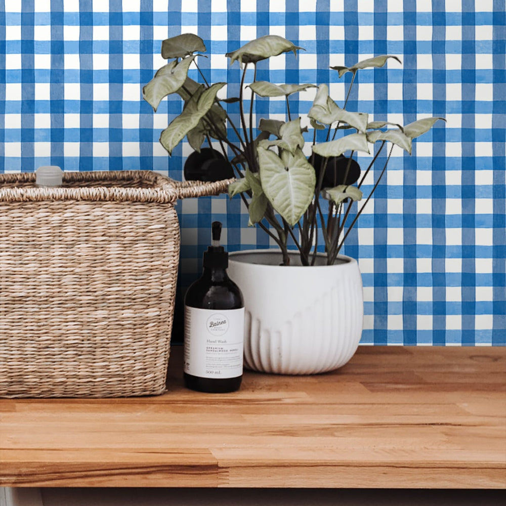 
                  
                    NW42302 watercolor plaid peel and stick wallpaper laundry room from NextWall
                  
                