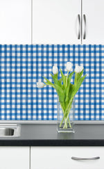 NW42302 watercolor plaid peel and stick wallpaper backsplash from NextWall