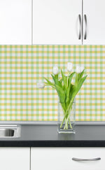 NW42304 watercolor plaid peel and stick wallpaper backsplash from NextWall