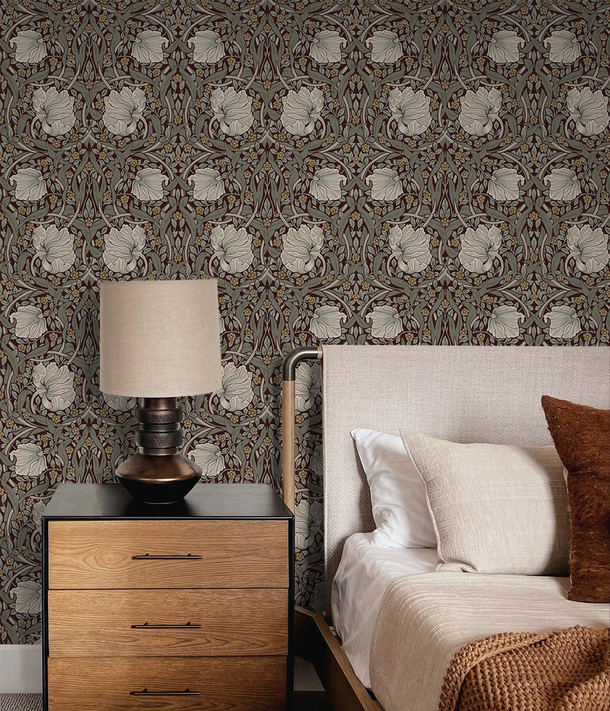 Vintage floral peel and stick wallpaper bedroom NW42401 from NextWall