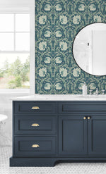 NW42404 Primrose floral William Morris peel and stick removable wallpaper bathroom from NextWall