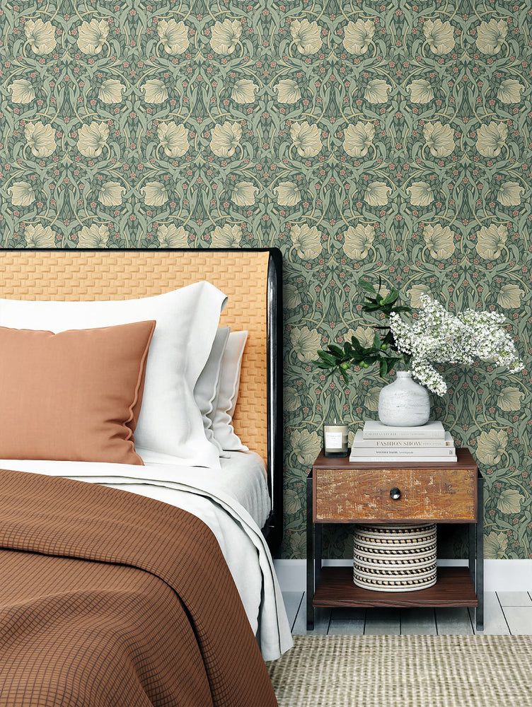 NW42406 Primrose floral William Morris peel and stick removable wallpaper bedroom from NextWall