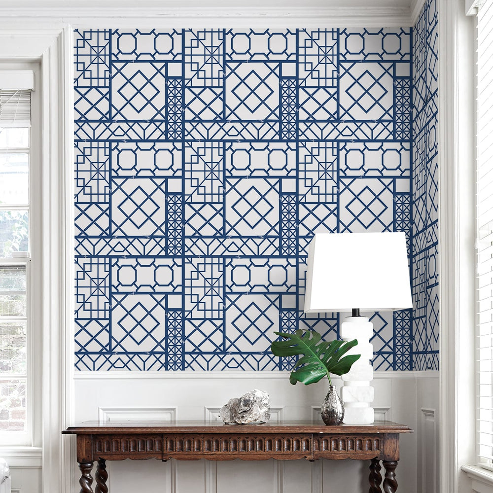 
                  
                    NW42602 garden trellis geometric peel and stick removable wallpaper entryway from NextWall
                  
                