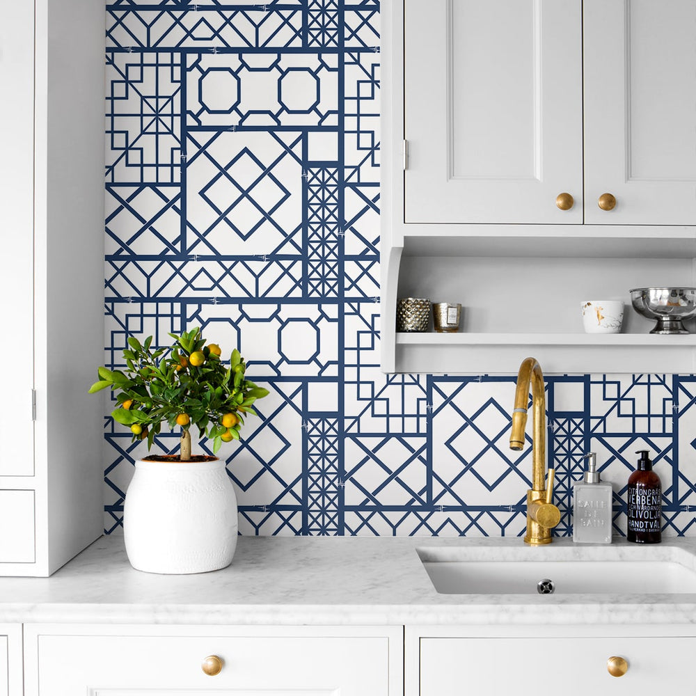 
                  
                    NW42602 garden trellis geometric peel and stick removable wallpaper kitchen from NextWall
                  
                