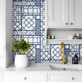NW42602 garden trellis geometric peel and stick removable wallpaper kitchen from NextWall