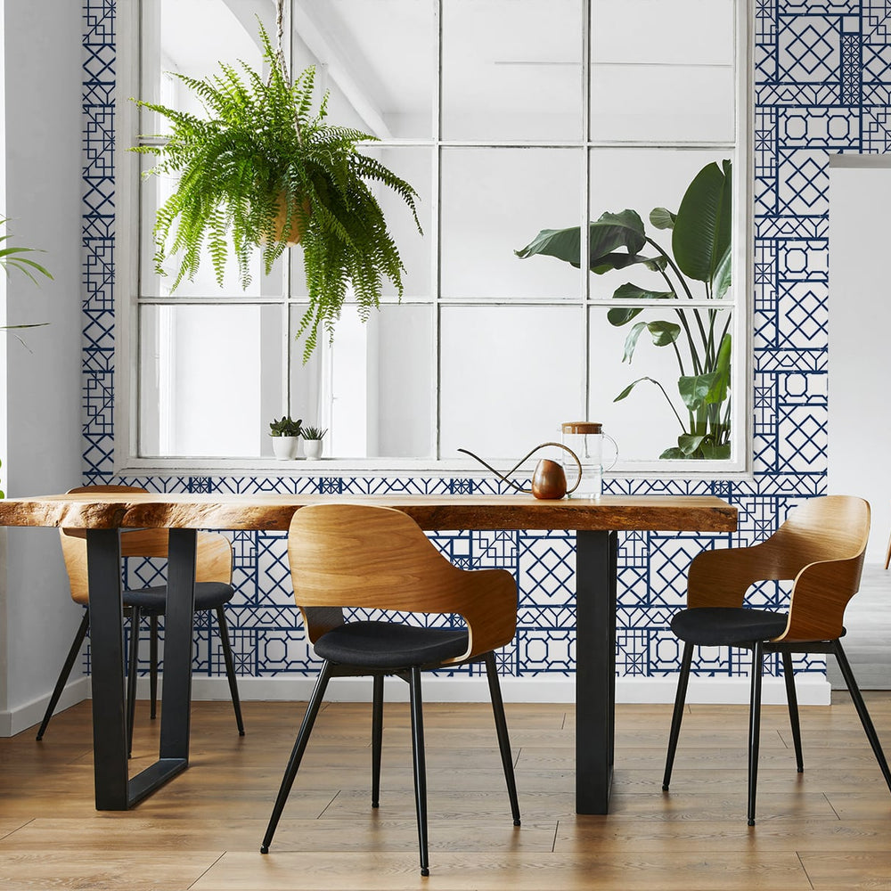 
                  
                    NW42602 garden trellis geometric peel and stick removable wallpaper dining room from NextWall
                  
                