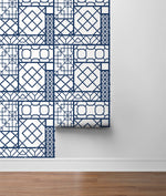 NW42602 garden trellis geometric peel and stick removable wallpaper roll from NextWall