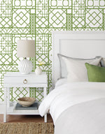 NW42604 garden trellis geometric peel and stick removable wallpaper bedroom from NextWall