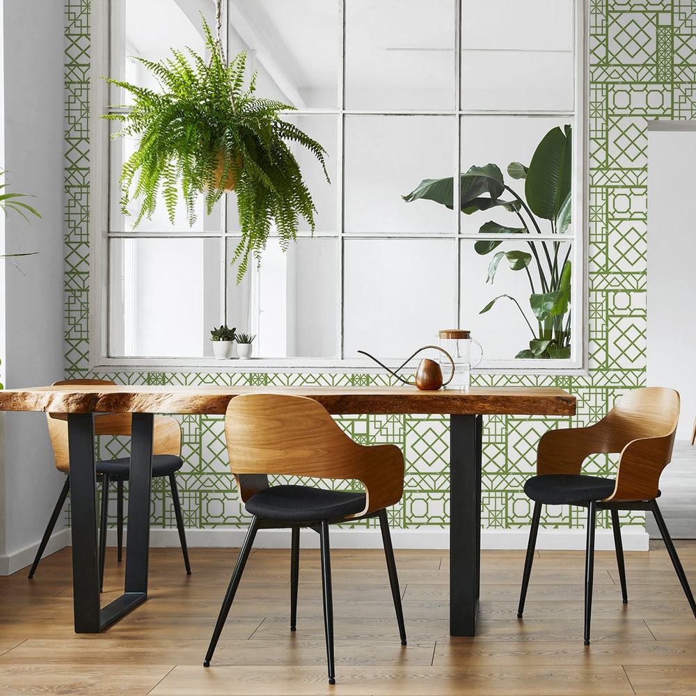 
                  
                    NW42604 garden trellis geometric peel and stick removable wallpaper dining room from NextWall
                  
                