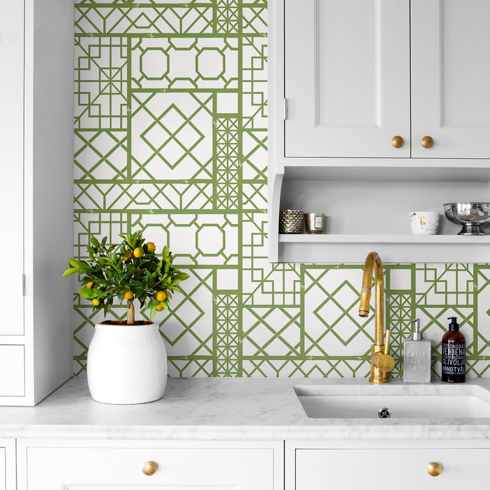 
                  
                    NW42604 garden trellis geometric peel and stick removable wallpaper kitchen from NextWall
                  
                