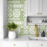 NW42604 garden trellis geometric peel and stick removable wallpaper kitchen from NextWall