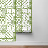 NW42604 garden trellis geometric peel and stick removable wallpaper roll from NextWall