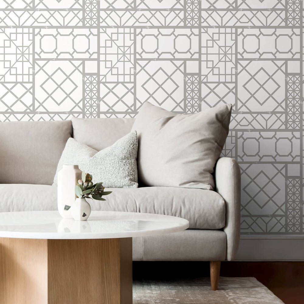 
                  
                    NW42605 garden trellis geometric peel and stick removable wallpaper living room from NextWall
                  
                
