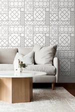 NW42605 garden trellis geometric peel and stick removable wallpaper living room from NextWall