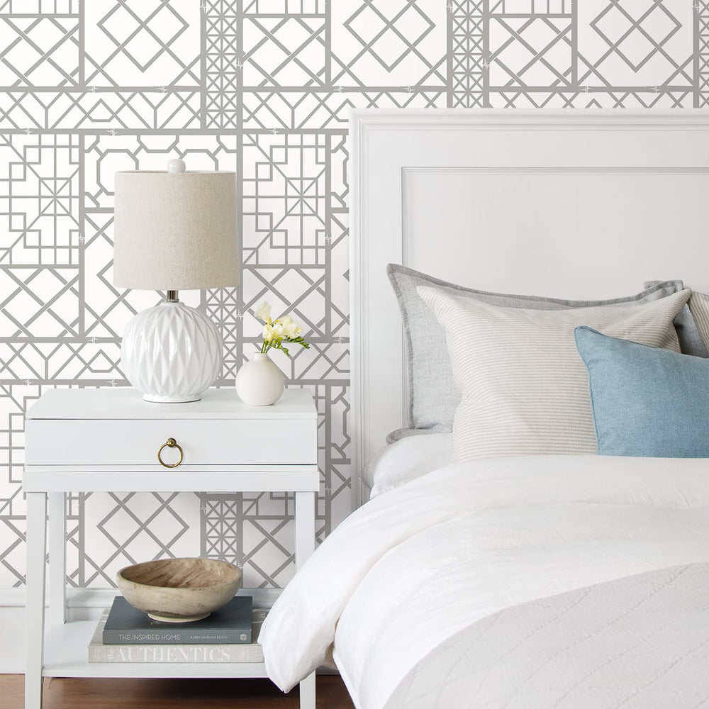 
                  
                    NW42605 garden trellis geometric peel and stick removable wallpaper bedroom from NextWall
                  
                