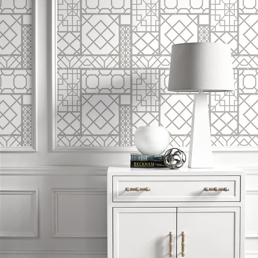 
                  
                    NW42605 garden trellis geometric peel and stick removable wallpaper entryway from NextWall
                  
                